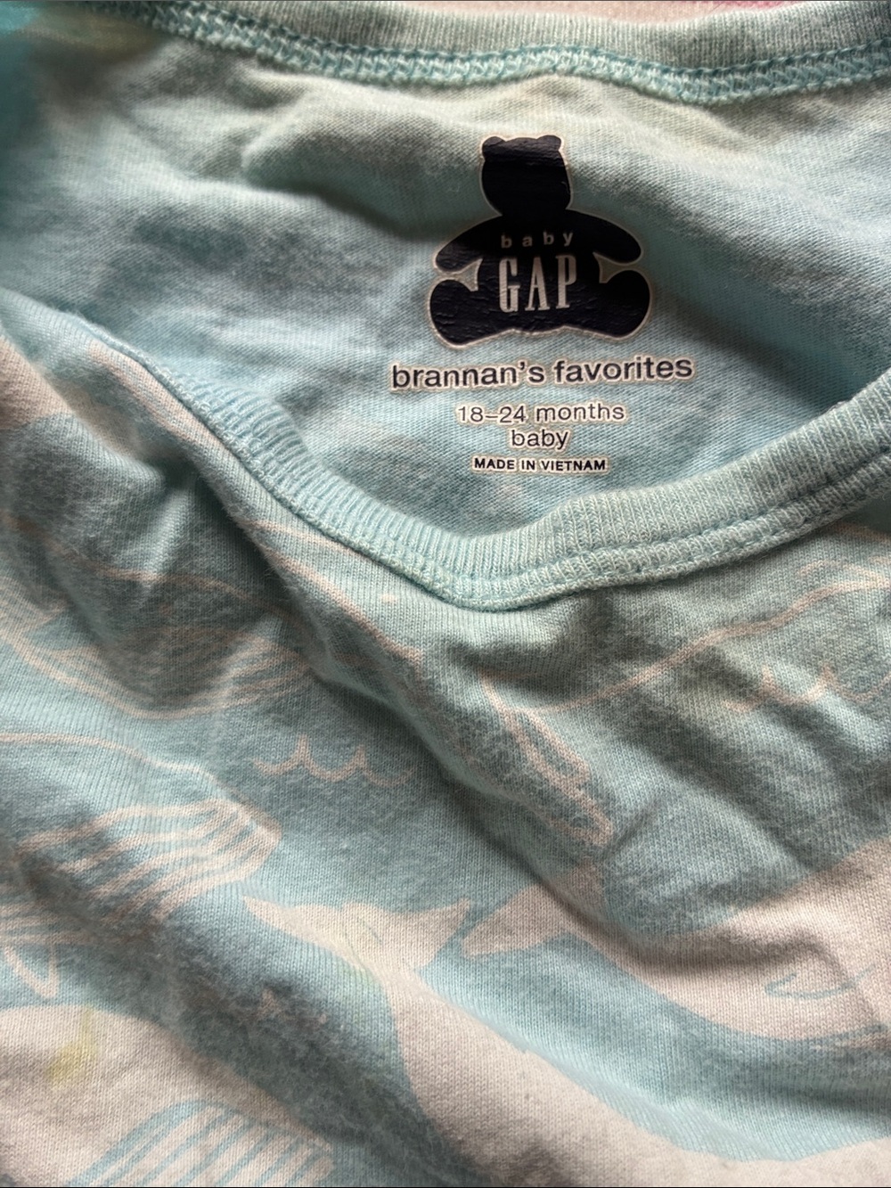 GAP Baby Light Aqua Whale Print Short Sleeve Tee